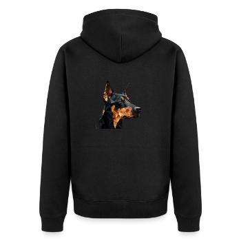 DOBERMAN - Unisex Premium Organic Zip Hoodie - black - Back - Nico (187cm)