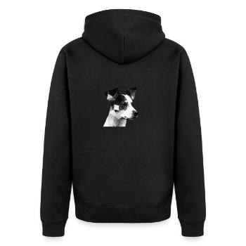JACK RUSSELL - Unisex Premium Bio Zip Hoodie - Schwarz - Hinten - Nico (187cm)