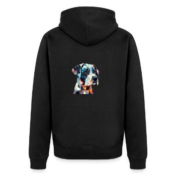 DOG - Unisex Premium Organic Zip Hoodie - black - Back - Nico (187cm)