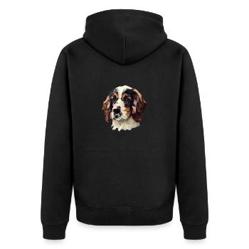 PUPPY - Unisex Premium Organic Zip Hoodie - black - Back - Nico (187cm)