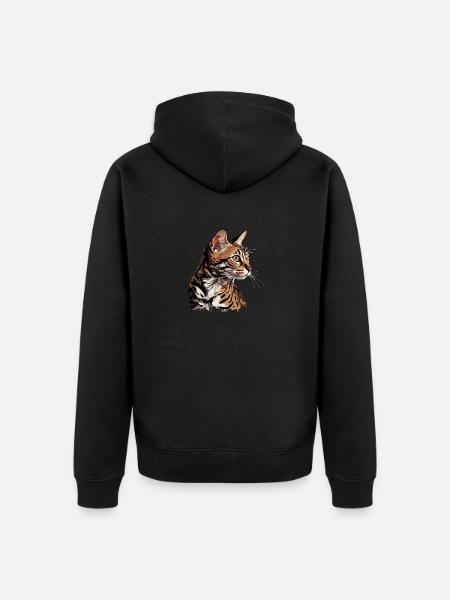 Målad bengalisk katt porträtt - Konst - Ekologisk premiumluvjack unisex - svart
