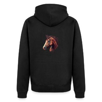 HORSE - Unisex Premium Bio Zip Hoodie - Schwarz - Hinten - Nico (187cm)