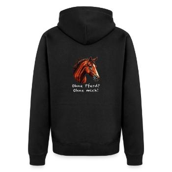 OHNE PFERD OHNE MICH - Unisex Premium Bio Zip Hoodie - Schwarz - Hinten - Nico (187cm)