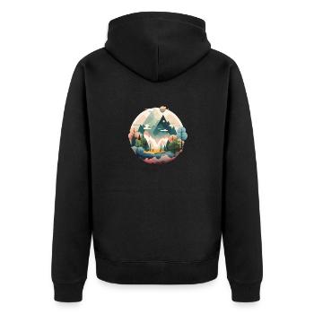 SURREAL - Unisex Premium Bio Zip Hoodie - Schwarz - Hinten - Nico (187cm)