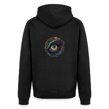 TRIPPY - Unisex Premium Bio Zip Hoodie - Schwarz - Hinten - Nico (187cm)