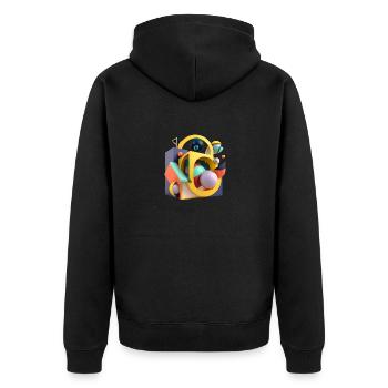 3D - Unisex Premium Bio Zip Hoodie - Schwarz - Hinten - Nico (187cm)