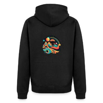 RETRO - Unisex Premium Bio Zip Hoodie - Schwarz - Hinten - Nico (187cm)