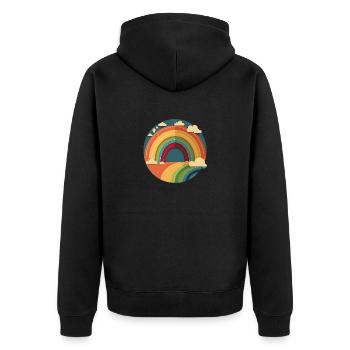 RAINBOW - Unisex Premium Organic Zip Hoodie - black - Back - Nico (187cm)
