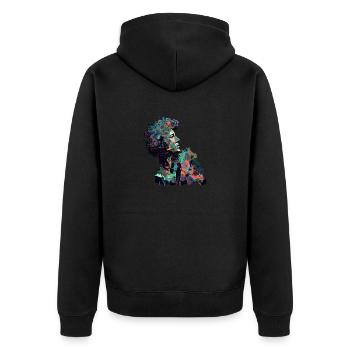 TRIPPY - Unisex Premium Bio Zip Hoodie - Schwarz - Hinten - Nico (187cm)