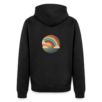 RAINBOW - Unisex Premium Organic Zip Hoodie - black - Back - Nico (187cm)