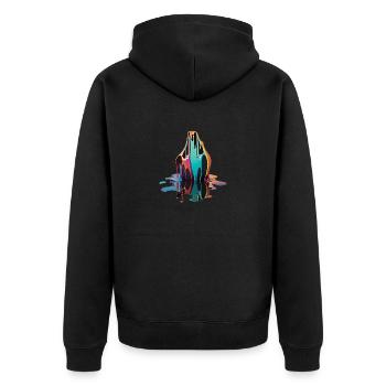 DRIPPY - Unisex Premium Organic Zip Hoodie - black - Back - Nico (187cm)