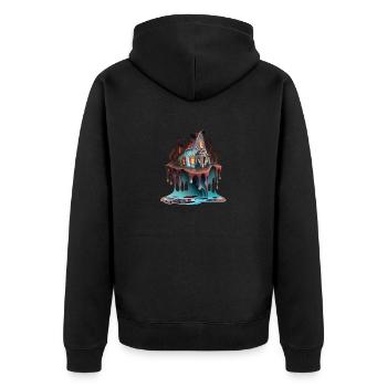 DRIPPY HOUSE - Unisex Premium Organic Zip Hoodie - black - Back - Nico (187cm)