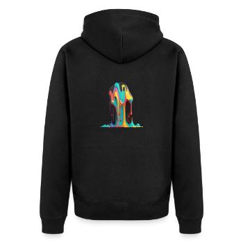 DRIPPY - Unisex Premium Organic Zip Hoodie - black - Back - Nico (187cm)