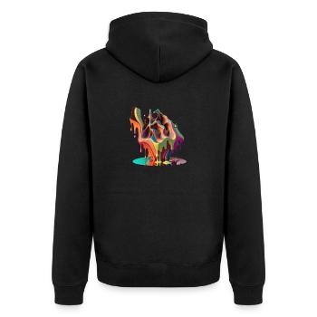 DRIPPY - Unisex Premium Organic Zip Hoodie - black - Back - Nico (187cm)