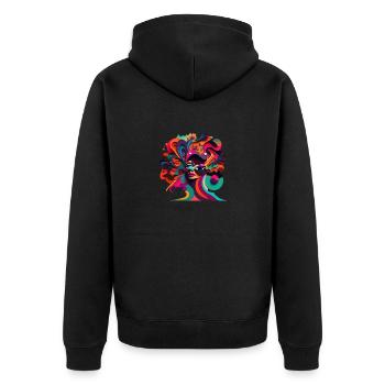 ABSTRACT - Unisex Premium Organic Zip Hoodie - black - Back - Nico (187cm)