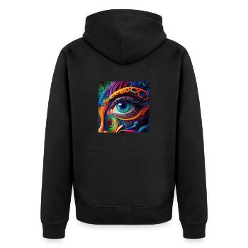 TRIPPY EYE - Unisex Premium Organic Zip Hoodie - black - Back - Nico (187cm)