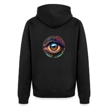 TRIPPY EYE - Unisex Premium Organic Zip Hoodie - black - Back - Nico (187cm)