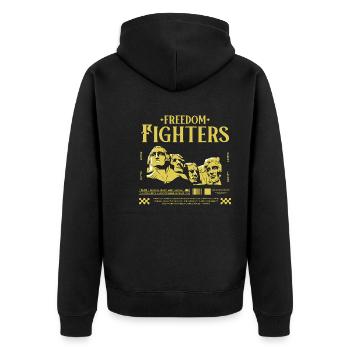 American USA Freedom Justice Fighter Abe 1776 - Unisex Premium Bio Zip Hoodie - Schwarz - Hinten - Nico (187cm)