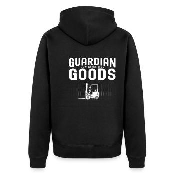 Forklift Operator Funny Gag Joke Forklift - Unisex Premium Bio Zip Hoodie - Schwarz - Hinten - Nico (187cm)
