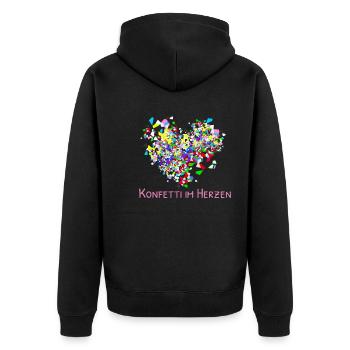 Confettis, Coeur, Carnaval, Coeur De Confettis - Veste à capuche bio Premium Unisexe - noir - Dos - Nico (187cm)
