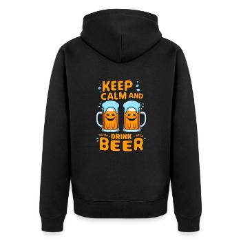 Funny beer mugs - Unisex Premium Organic Zip Hoodie - black - Back - Nico (187cm)