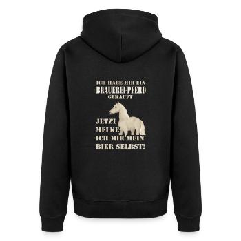 Brauereipferd - Unisex Premium Bio Zip Hoodie - Schwarz - Hinten - Nico (187cm)