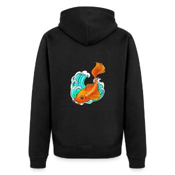 Carpe Koï - Vague - Poisson - Veste à capuche bio Premium Unisexe - noir - Dos - Nico (187cm)