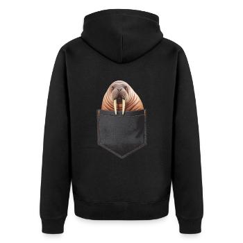 Walross - Unisex Premium Bio Zip Hoodie - Schwarz - Hinten - Nico (187cm)