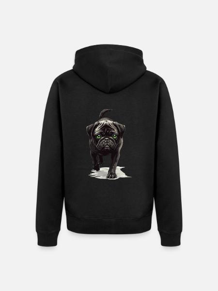 Mops - Unisex Premium Bio Zip Hoodie - Schwarz