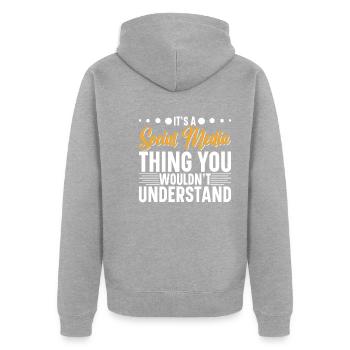 SMM Manager Advertising Social Media Platform - Unisex Premium Organic Zip Hoodie - heather grey - Back - Nico (187cm)