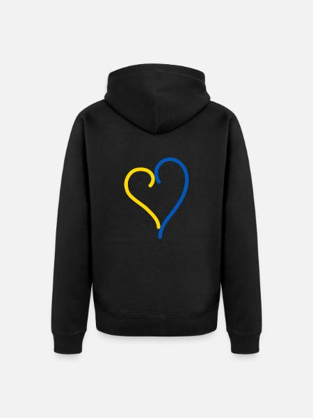 Ukraine Herz - Unisex Premium Bio Zip Hoodie - Schwarz