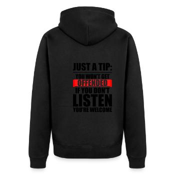 Vous ne serez pas offensé si vous n’écoutez pas 3 - Veste à capuche bio Premium Unisexe - noir - Dos - Nico (187cm)