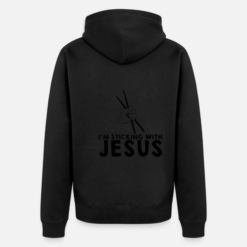 Je m’en tiens à Jésus - Veste à capuche bio Premium Unisexe - noir