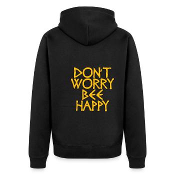 Ne vous inquiétez pas Bee Happy 26 - Veste à capuche bio Premium Unisexe - noir - Dos - Nico (187cm)