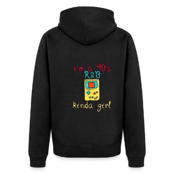 I'm a 90's R'b Kinda Girl 13 - Unisex Premium Bio Zip Hoodie - Schwarz - Hinten - Nico (187cm)