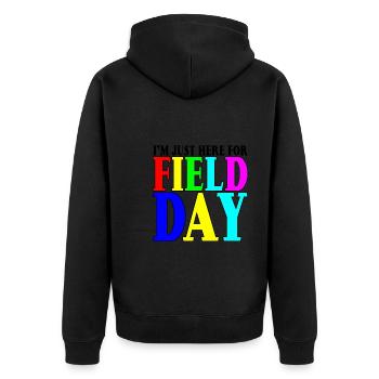 I'm Just Here For Field Day 8 - Unisex Premium Organic Zip Hoodie - black - Back - Nico (187cm)