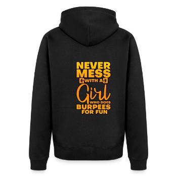 Ne jouez jamais avec une fille qui fait des burpees pour le plaisir 4 - Veste à capuche bio Premium Unisexe - noir - Dos - Nico (187cm)