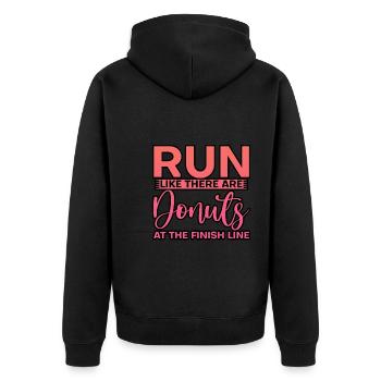 Run Like There Are Donuts At The Finish Line 3 - Unisex Premium Organic Zip Hoodie - black - Back - Nico (187cm)