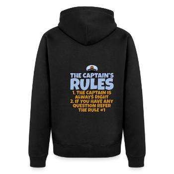 The Captain's Rules, The Captain Is Always Right 4 - Unisex Premium Bio Zip Hoodie - Schwarz - Hinten - Nico (187cm)