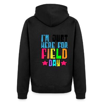 I'm Just Here For Field Day 25 - Unisex Premium Organic Zip Hoodie - black - Back - Nico (187cm)