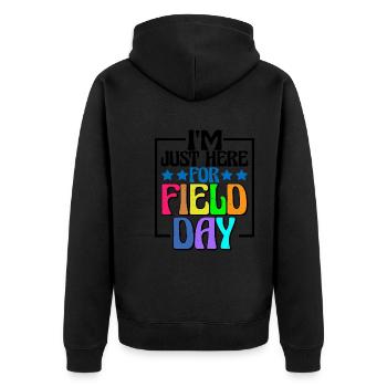 I'm Just Here For Field Day 26 - Unisex Premium Organic Zip Hoodie - black - Back - Nico (187cm)