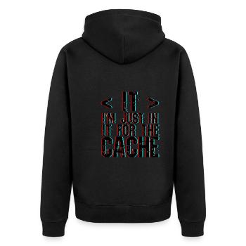 Je suis juste dedans pour le cache 3 - Veste à capuche bio Premium Unisexe - noir - Dos - Nico (187cm)