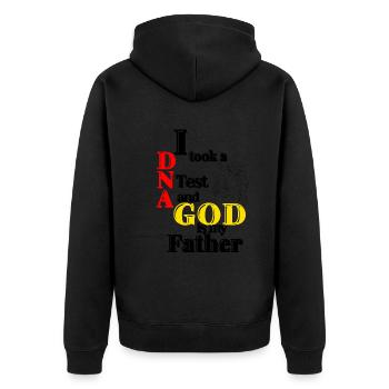 I Took A DNA Test And God Is My Father 24 - Unisex Premium Bio Zip Hoodie - Schwarz - Hinten - Nico (187cm)