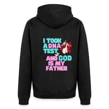 J’ai fait un test ADN et Dieu est mon père 25 - Veste à capuche bio Premium Unisexe - noir - Dos - Nico (187cm)