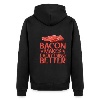 Bacon Makes Everything Better 13 - Unisex Premium Organic Zip Hoodie - black - Back - Nico (187cm)