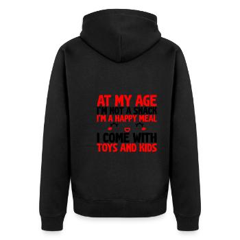 At My Age I'm Not A Snack, I'm A Happy Meal 3 - Unisex Premium Organic Zip Hoodie - black - Back - Nico (187cm)