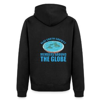 Flat Earth Society, membres du monde entier 15 - Veste à capuche bio Premium Unisexe - noir - Dos - Nico (187cm)
