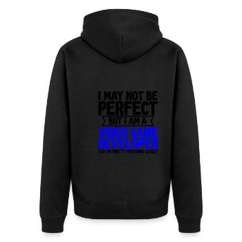 Not be perfect but i am a video game developer 2 - Unisex Premium Organic Zip Hoodie - black - Back - Nico (187cm)