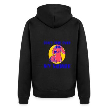 Don't Trip Over My Weiner 4 - Unisex Premium Organic Zip Hoodie - black - Back - Nico (187cm)