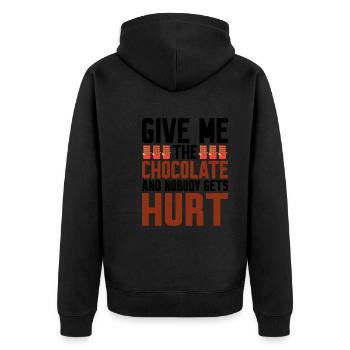 Give Me The Chocolate And Nobody Gets Hurt - Unisex Premium Organic Zip Hoodie - black - Back - Nico (187cm)